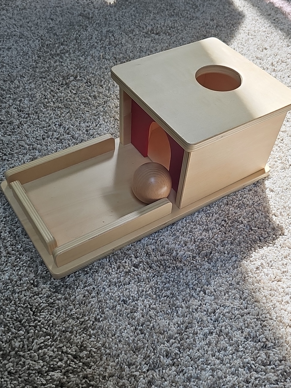 Montessori Wooden Ball Drop Box Toy - Object Permanance